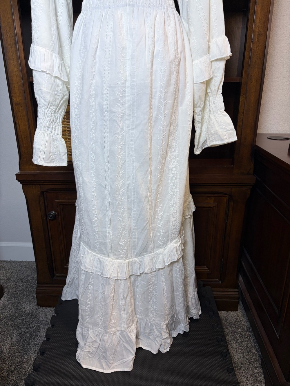 Ivy City Co White Embroidered Prairie Maxi Dress Cottagecore Victorian XXL - Picture 6 of 14
